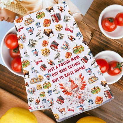 JNIAP Polish Mom Kitchen Towel Polish Mom Gifts Polish Wife Dish Towel Poland Gift Polska Gift Matka Hand Towel (Polish Mom kt)