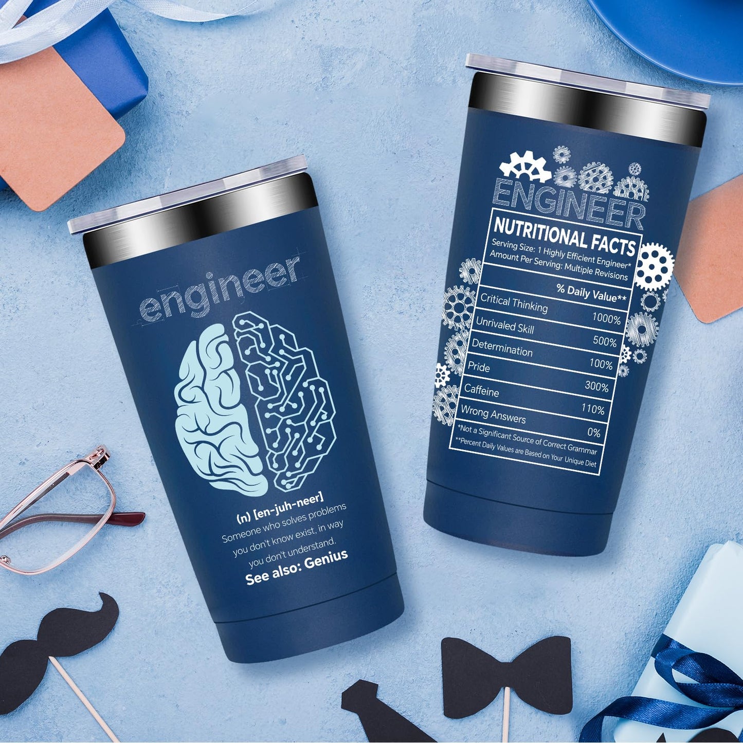 Fufandi Engineer Gifts, Mechanical Engineering Gifts for Men - Civil Engineering Student Graduation gift, Retirement Present for Engineer - Tumbler Cup 20oz