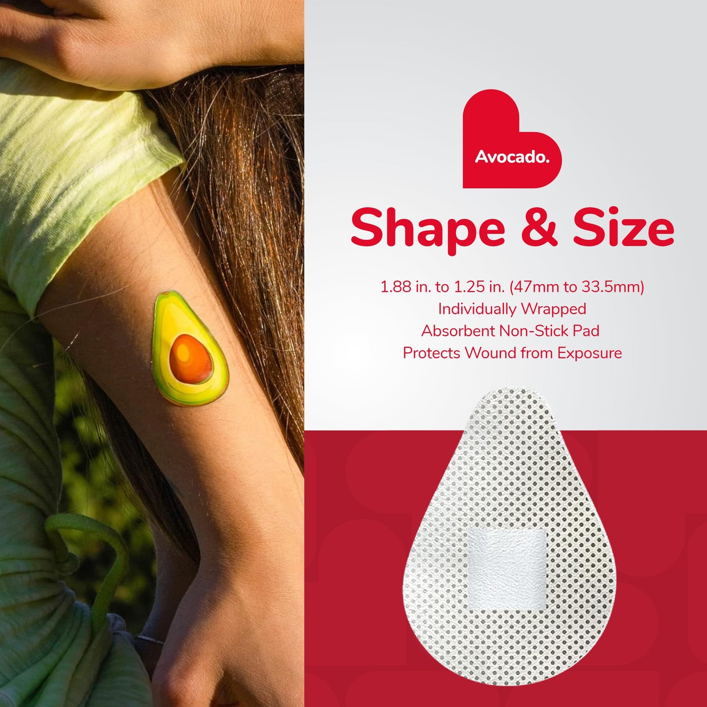 BioSwiss Bandages, Avocado Shaped Self Adhesive Bandage Set, Latex Free, Sterile Wound Care, 24 Count