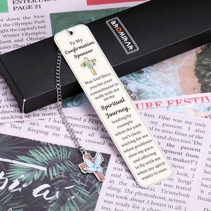 Confirmation Sponsor Gifts for Women Men, Christian Catholic Confirmation Sponsor Gifts Bookmark, Thank You Bookmark Gift for Sponsors Godfather Godmother, Sponsors Appreciation Gift from Candidate