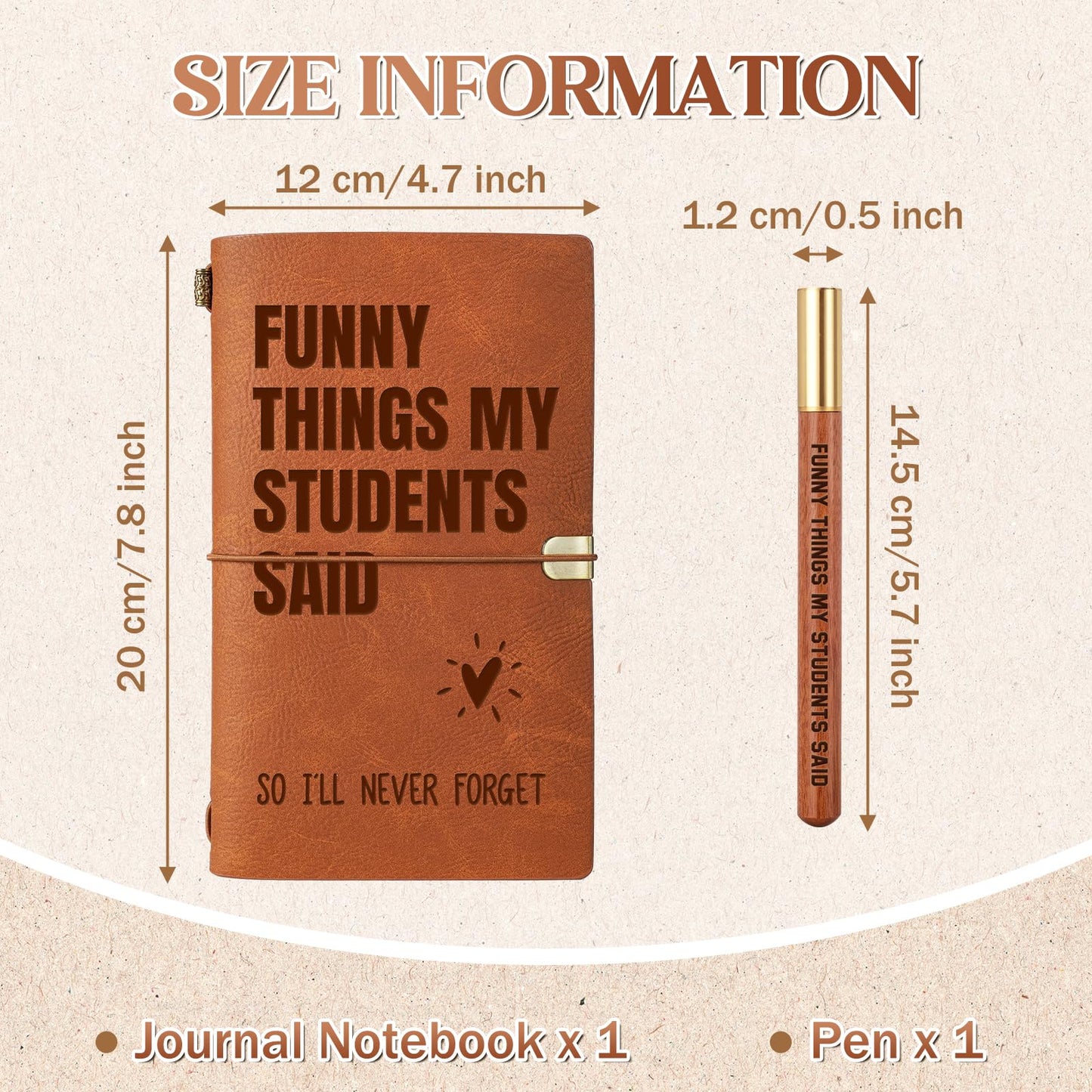 Teacher Appreciation Gifts - "Funny Things My Students Said" Leather Journal with Pen, Best Teacher Gifts for Women Men, Teachers Gift for End of Year, Graduation, Retirement, Birthday, Christmas
