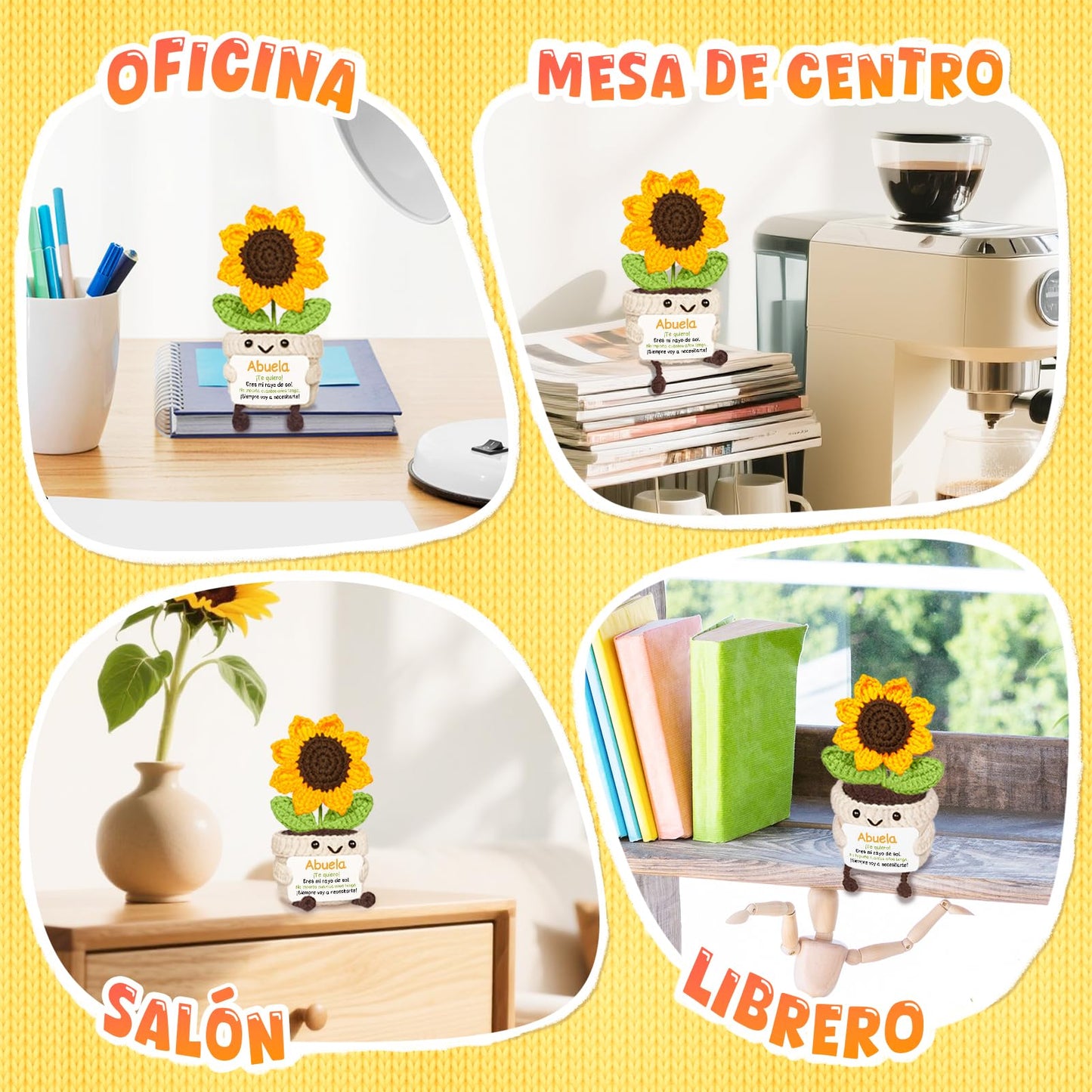 AceThrills Abuela Gifts for Abuela on Birthday Mothers Day, Regalos para Abuela, Regalos de CumpleañOs Navidad para Abuelas Mujer – Girasol Tejido a Mano