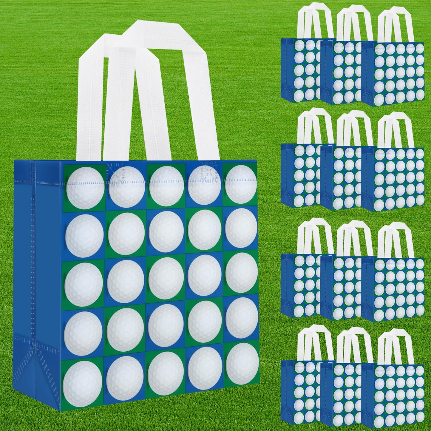 Hxezoc 12 Pieces Golf Gift Bags with Handle, Reusable Non Woven Treat Goodie Bag Sport Favor Bags For Golf Theme Birthday Party Decoration Supplies