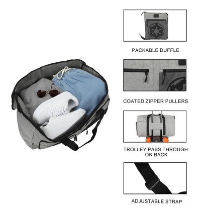 Star Wars Galactic Empire 24" Packable Travel Duffle Bag, Shoe Compartment, Removable Shoulder Strap & Front Storage Pockets