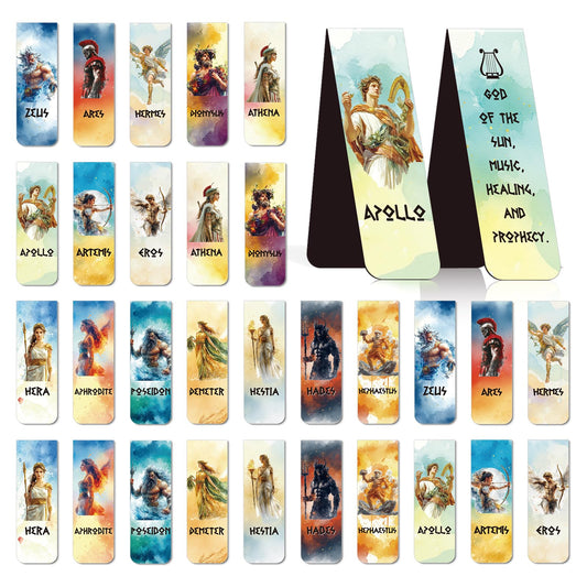 Greek Mythology Magnetic Bookmark Gift - Wxiben 30 Pcs Olympians Gods Bookmarks for Reading Ancient Greek Olympians Book Marks Page Magnets Marker Clip Gift for Book Lovers Students Teacher Bookish