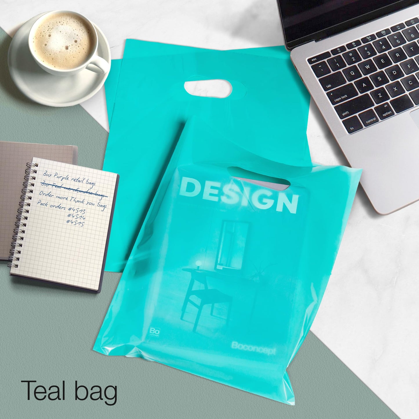Choice Marts 100 Teal Bags for Small Business 9"x12" Perfect For Merchandise And Retail Extra Thick 1.5Mil Glossy Thank You Bags With Handles