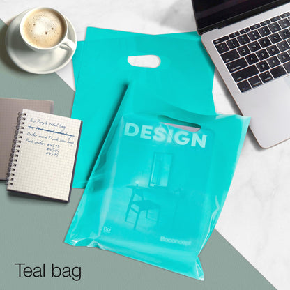Choice Marts 100 Teal Bags for Small Business 9"x12" Perfect For Merchandise And Retail Extra Thick 1.5Mil Glossy Thank You Bags With Handles