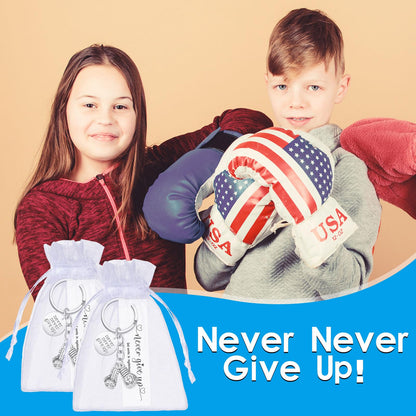 24 Pack Never Give up Keychains Inspirational Gift for Women Men Charm Keyring with Thank You Tag and Organza Bag