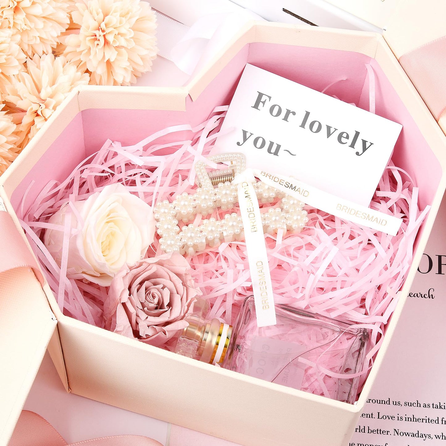 8 PCS Pearl Bridesmaid Gifts Rectangle Hair Claw Clips with Ribbon 3 Inch Hair Hccessories for Wedding Bachelorette Party Favors