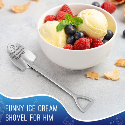 Grandpa Papa Gifts for Birthday Fathers Day Funny Dad’s Ice Cream Shovel Spoon Presents for Grandfather Pops Daddy Step Bonus Dad, Dad’s Birthday, from Grandkids, Grandchildren