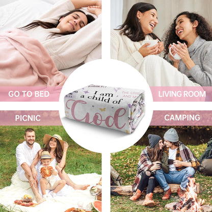 Baptism Gifts for Girl, I Am a Child of God Blanket, Teen Girl Gifts Trendy Stuff, Christian Birthday Gifts for Teen Girls, Women Confirmation & First Communion Gifts for Girls(50 * 60)