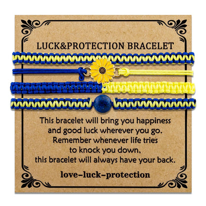 4 PCS Ukraine Keychain Bracelet Ukrainian Keychain Gifts Blue and Yellow Keychains Handmade Bracelets Ukraine Gifts Bracelet for Friend Women