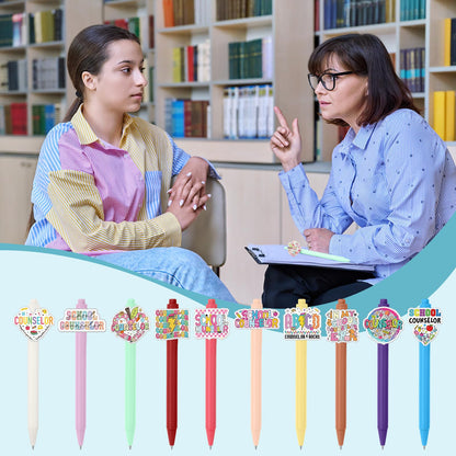 Geyoga 10 Pcs School Counseling Week Pens Teacher Appreciate Gifts School Counseling Appreciation Gift Ballpoint Pens Bulk for Teacher Gifts Favor Party Supplies
