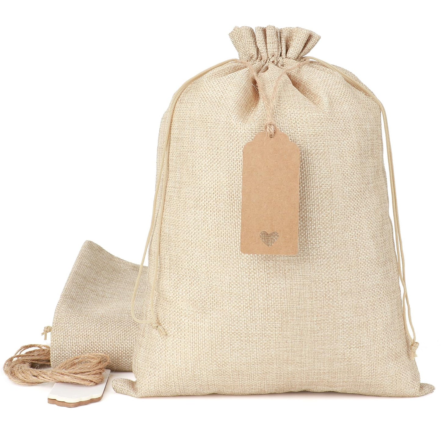 Burlap Bags with Drawstring - 10Pcs 10x14 Gift Sacks for Wrapping Memorial Day Favors, Clothes, Breads, For Birthday, Wedding, DIY, Household Use