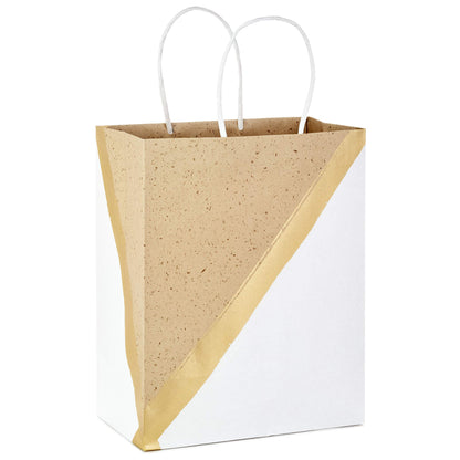 Hallmark 9" Medium Paper Gift Bags (Pack of 8 - White & Kraft) for Valentine's Day, Easter, Birthdays, Mother's Day, Weddings, Graduations, Baby Showers, Bridal Showers, Care Packages and More