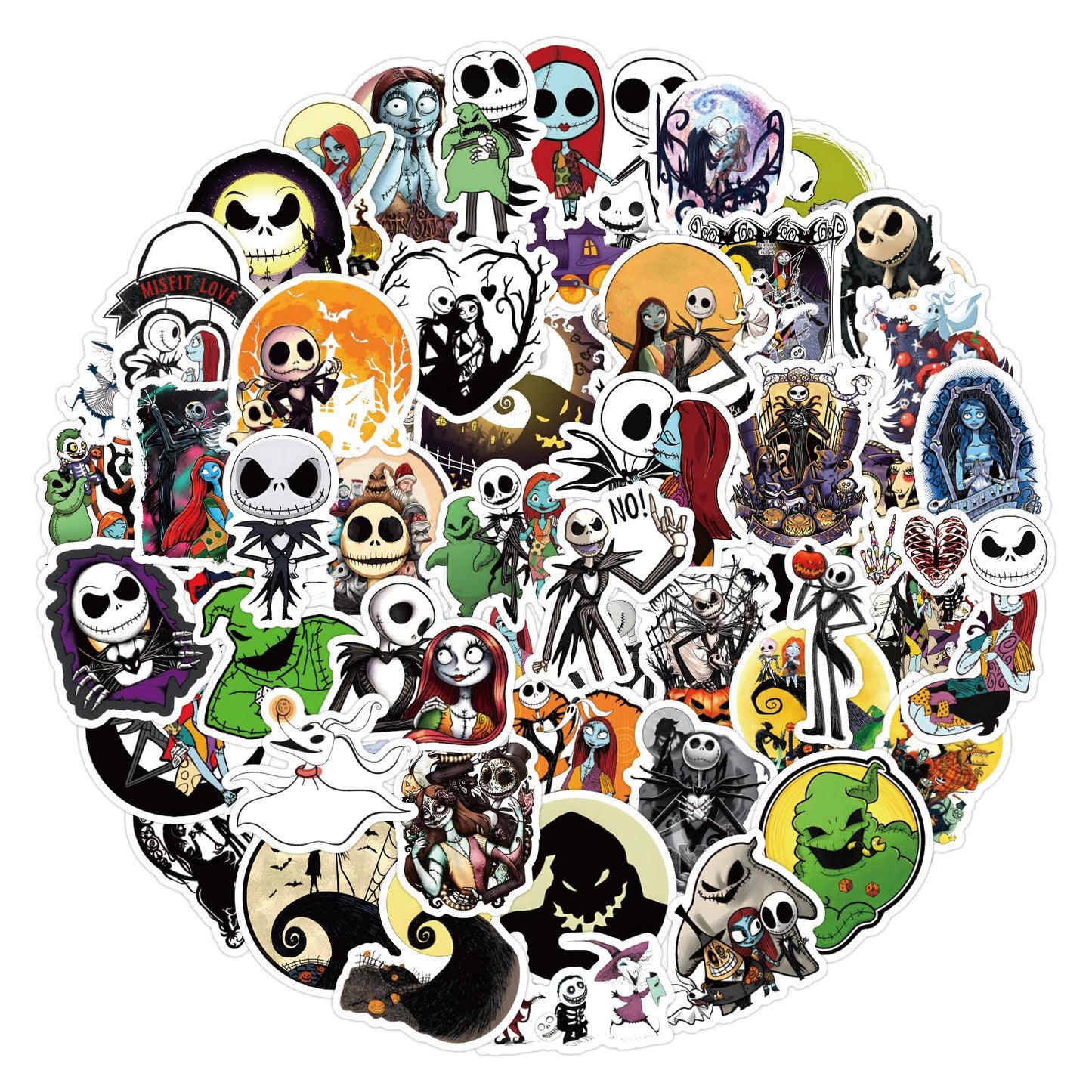60Pcs The Nightmare Before Christmas Stickers for Kids Stickers Cute Gifts for Girls Boys Halloween Sticker for Kids Waterbottle Laptop Guitar Classroom Prizes for Elementary Students (Nightmare)
