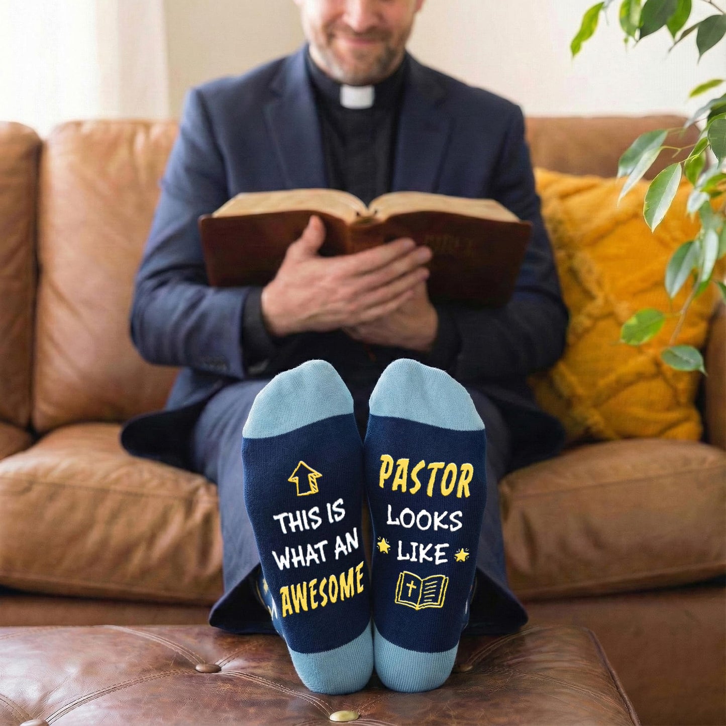 Pastor Appreciation Gifts - Christian Fathers Day Gift for Men, Inspirational Religious Socks for Pastors