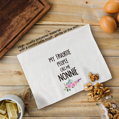 Nonnie Gifts Kitchen Towels, Grandma Gifts Hand Towels, NonnieGrandma Christmas Mother's Day Gift Dish Towel Tea Towel for Kitchen, Nonnie Grandmas Gift from Grandkids, 16x24inch