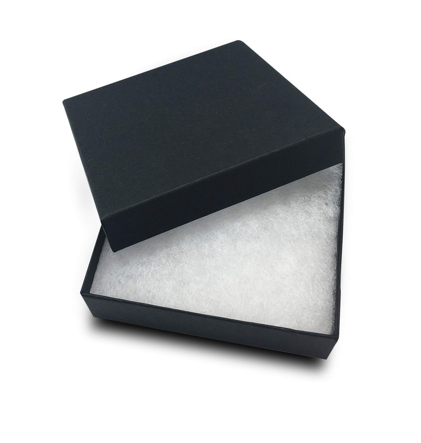 TheDisplayGuys - 25-Pack #33 Cotton Filled Cardboard Paper Jewelry Boxes Gift Case - Matte Black (3.5" x 3.5" x 1.0") - for Shipping or Storage