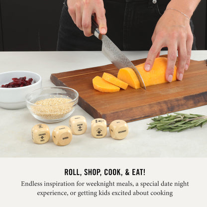 Two Tumbleweeds Foodie Dice - Set of 9 Dice to Inspire Creative, Seasonal Meals with Take Out Die - Unique Cooking Gift