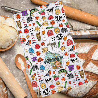 JNIAP Wisconsin Kitchen Towel Wisconsin Souvenirs and Gifts State of Wisconsin Gifts Wisconsin Dish Towel (Wisconsin kt)