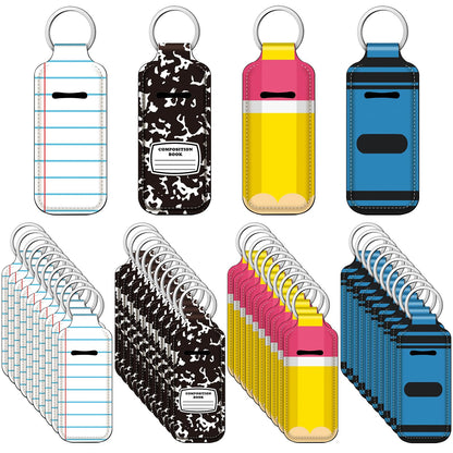 40 Pcs Back to School Teacher Gift End of Year Gift Bulk Crayon Pencil Composition Notebook Lipstick Holder Keychain Portable Lip Gloss Sleeve Pouch Pocket Lipstick Holder (Pencil)