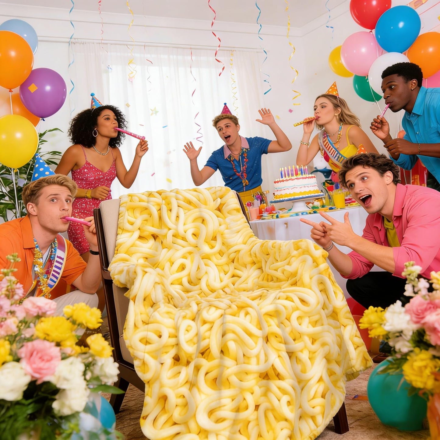 Ramen Noodles Blanket Realistic Food Blanket, Funny Birthday Gifts for Kids, Funny Throw Blanket for Couch Sofa Bed, Food Ramen Gifts 60" X 50"