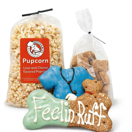 Gourmet Dog Bakery Small Get Well Soon Treat Box with Pupcorn, Hand-Decorated Treats & More | Homemade, Fresh, Human-Grade, All-Natural Ingredients | Corn, Soy & Preservative Free | USA Made