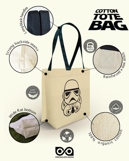 Personalized.Design Tote Bag Star Wars: Stormtrooper - Halloween Trick-or-Treat Bucket - Reusable Shopping Handbag