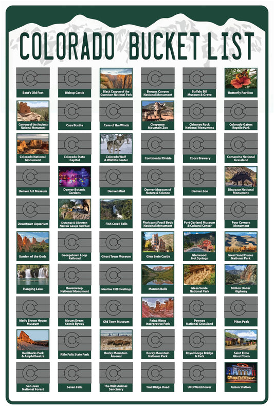 Destinations Trekked Colorado Scratch Off Poster; Colorado Bucket List; Colorado housewarming Gift; Colorado Travel Map; Denver; Colorado Springs; Colorado Hiking; Rocky Mountains