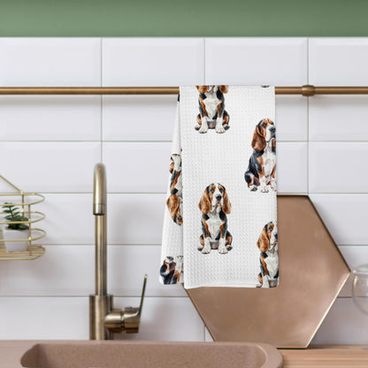 Basset Hound Dog Kitchen Dish Towels, Basset Hound Gifts for Women Hand Towels for Bathroom Kitchen Decor, Dog Lovers Mom Owner Gifts for Women, 16x24 Inches
