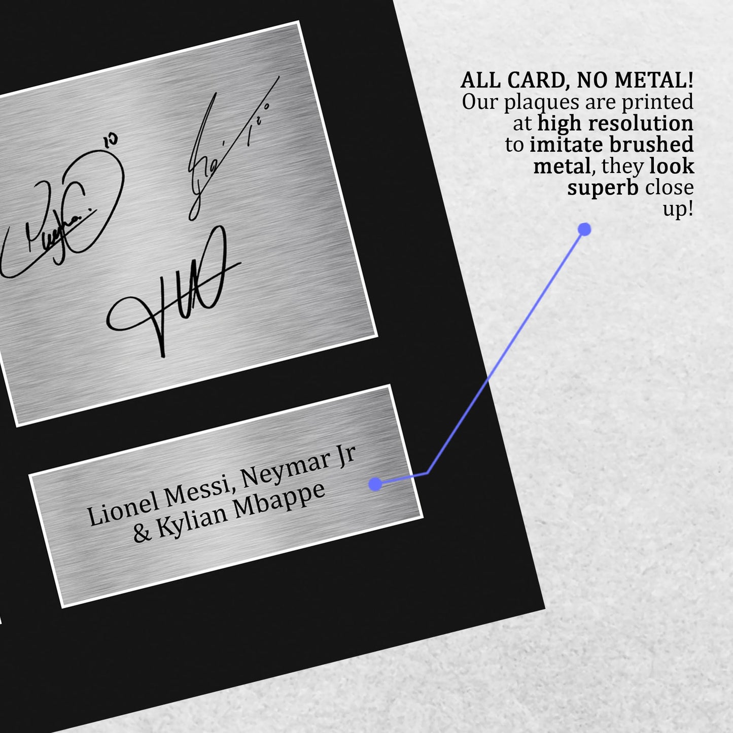 HWC Trading Lionel Messi, Neymar Jr & Kylian Mbappe Paris Blue and Reds Gifts Printed Signed Autograph Picture for Football Fans and Supporters - US Letter Size
