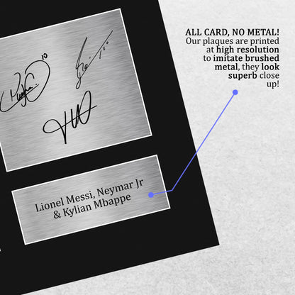 HWC Trading Lionel Messi, Neymar Jr & Kylian Mbappe Paris Blue and Reds Gifts Printed Signed Autograph Picture for Football Fans and Supporters - US Letter Size