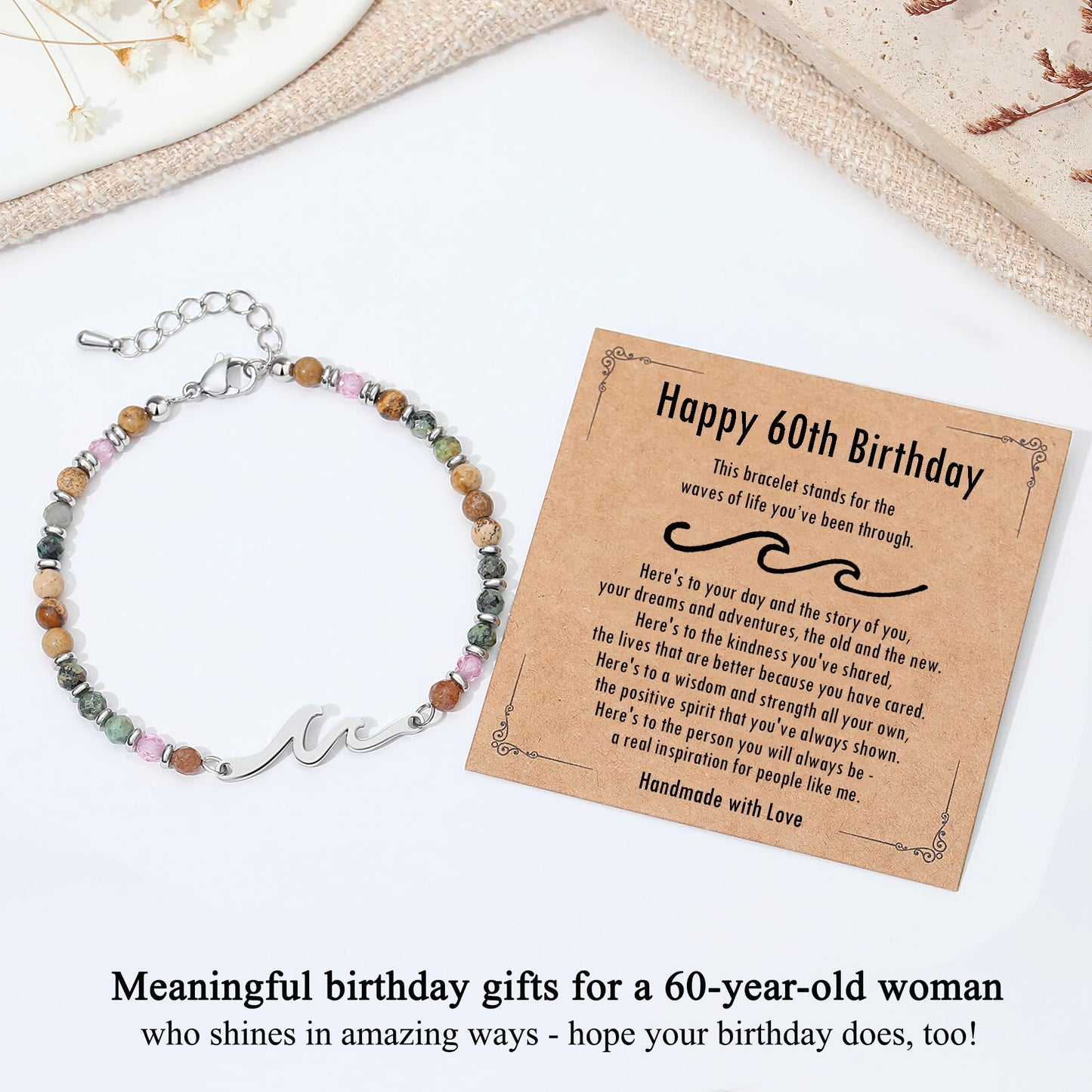 TONY & SANDY Friend Gifts for Women, Unique Birthday Gifts for Women, Sister Gift from Sister, Wave Bracelet, Christmas Graduation Mothers Day Gift for Her, Bestie Friendship Bracelets