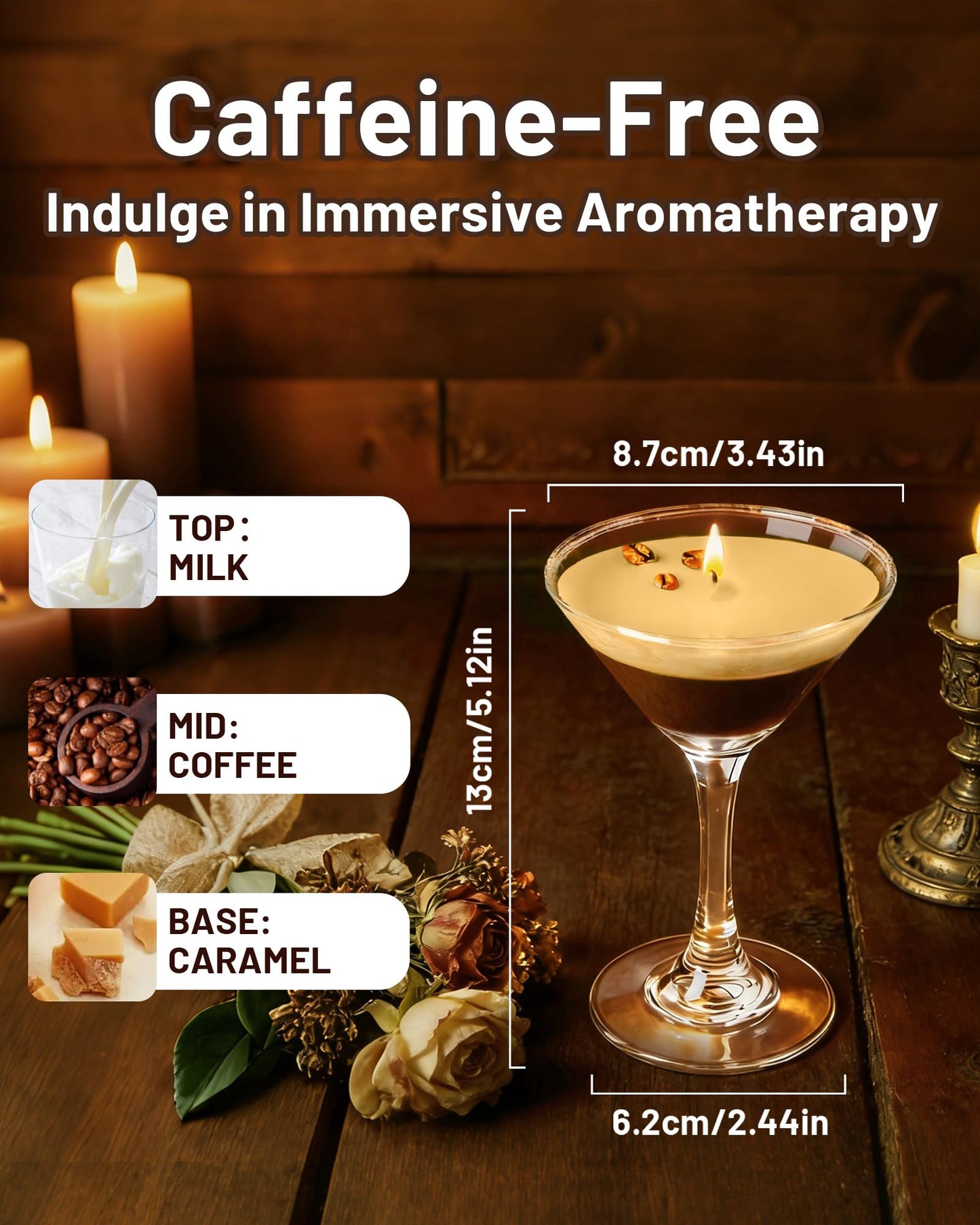 Espresso Martini Candle Gifts for Women Men, Coffee Themed Unique Gift for Espresso Lovers, Soy Wax Candles Kit for Coffee Bar, Home Decor for Mother, Birthday, Christmas, Halloween