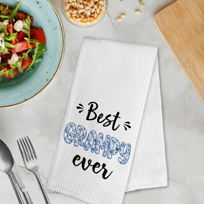 Best Grampy Ever Fathers Day Birthday Gifts Hand Towels for Grampy Grandpa from Grandkids, Chinoiserie Blue and White Grandpa Gifts Kitchen Dish Tea Towels for Bathroom Kitchen Decor, 16x24Inch