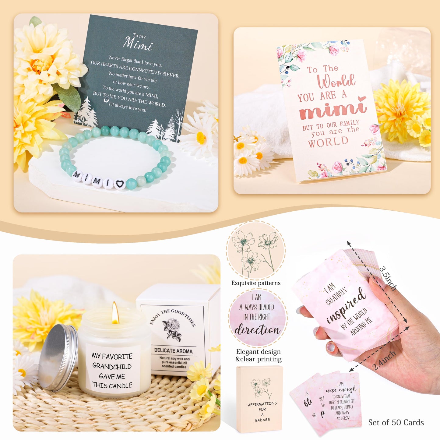 DOGMEM Mimi Gifts, Mimi Gift for Grandma, Birthday Gifts for Mimi Grandma Gift Set Ideas Grandma Birthday Gift