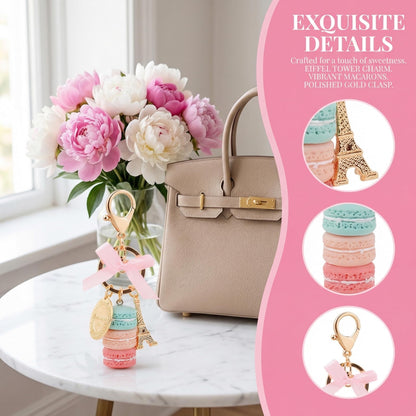 Keychain Ring Eiffel Tower Macaron Charm Cute Pendant Bag Charm Purse