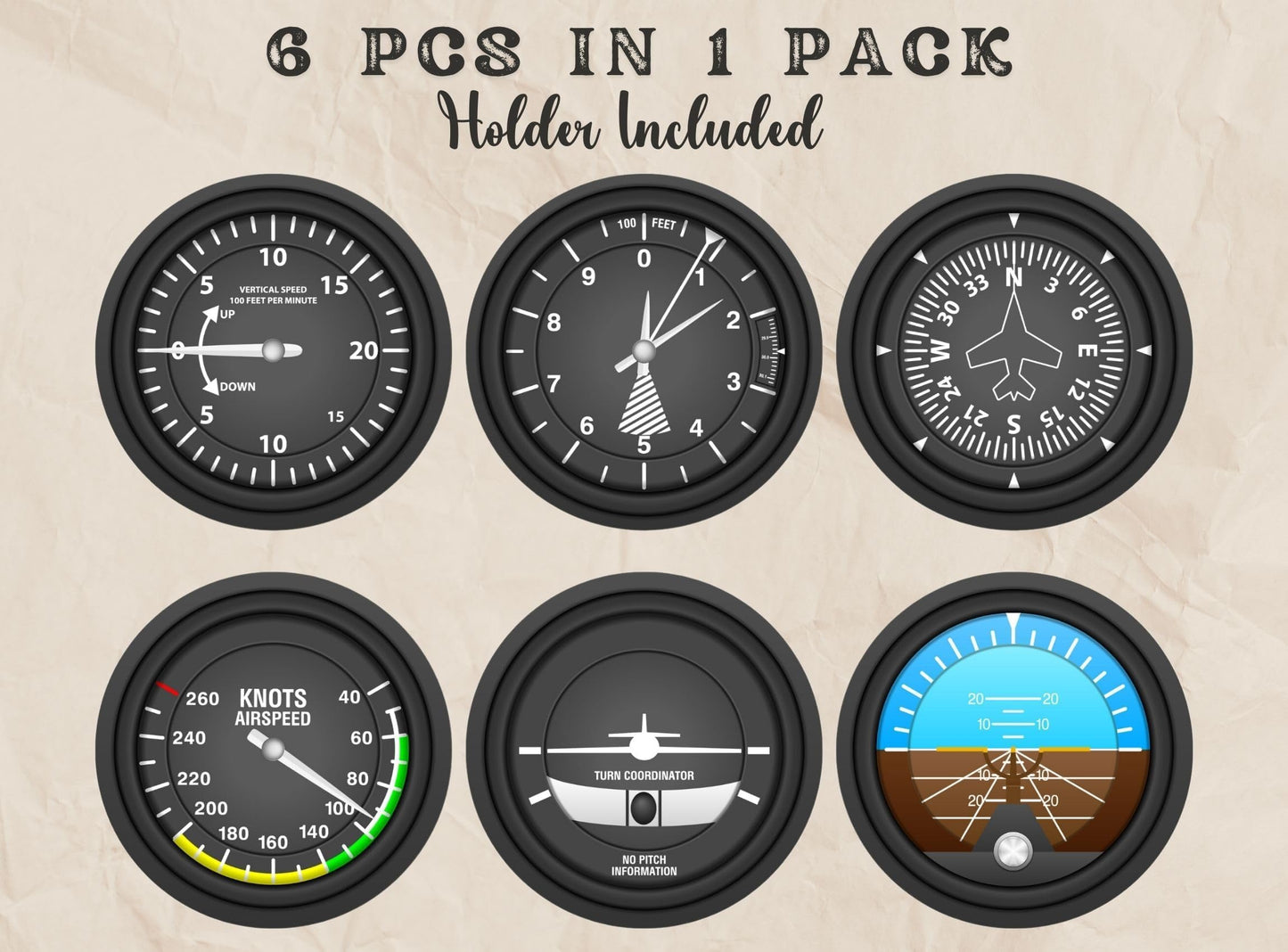 Onebttl Pilot Gifts for Men Dad Grandpa Pilots Aviation Lovers, Aviation Gifts Ceramic Coaster, Set of 6 with Gift Box & Cork Base, Plane Gift for Father's Day, Birthday, Christmas, Christian