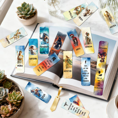 Greek Mythology Magnetic Bookmark Gift - Wxiben 30 Pcs Olympians Gods Bookmarks for Reading Ancient Greek Olympians Book Marks Page Magnets Marker Clip Gift for Book Lovers Students Teacher Bookish