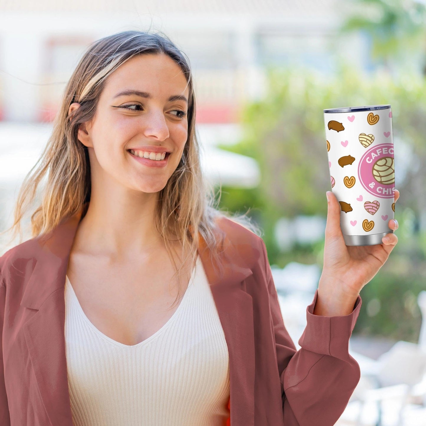 Cafecito Y Chisme Mug,Cute Mexican Coffee Mugs Tumbler Cup,Cafecito & Chisme Insulated Tumbler,20 Oz Funny Gifts for Women,Birthday Gift for Mom,Mom's Day Gift,Coffee Travel Mug for Friends,1 Pcs