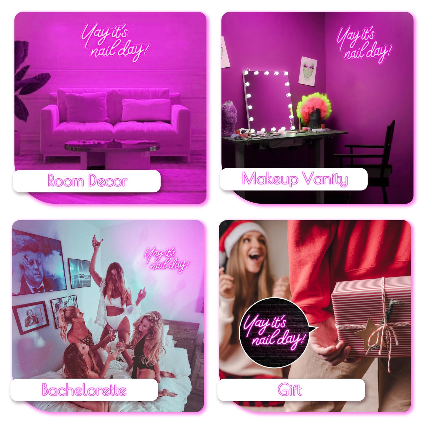 Kavaas Yay It's Nail Day Neon Sign - Neon Sign for Salon Bar, Beauty Room, Bedroom - Great Gift for Nail Tech Girls, Christmas, Birthday