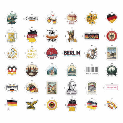 100Pcs Germany Stickers Small for Luggage, Water Bottle - Germany Party Supplies- German Stickers - Gift for Women & Men