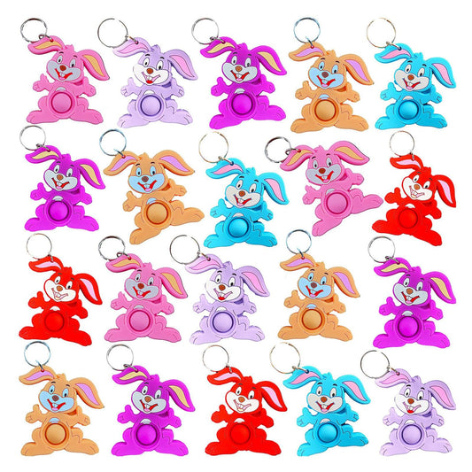 20 Easter Rabbit Fidget Pop Gifts Prizes for Kindergarten Kids,Bulk Mini Bunny Birthday Graduation Summer Party Favors for Classroom Students
