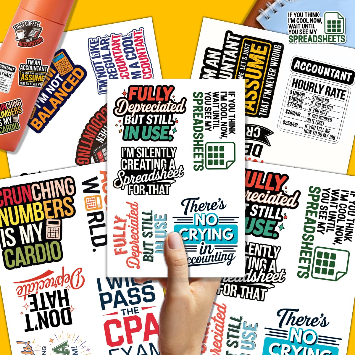 20pcs Accounting Stickers, Funny Gifts for Accountants Waterproof Decals for Water Bottles Laptop Luggage Computer Scrapbooking Teens Adults Girls Kids Funny Party Birthday Decorations