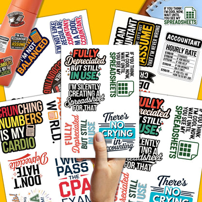 20pcs Accounting Stickers, Funny Gifts for Accountants Waterproof Decals for Water Bottles Laptop Luggage Computer Scrapbooking Teens Adults Girls Kids Funny Party Birthday Decorations