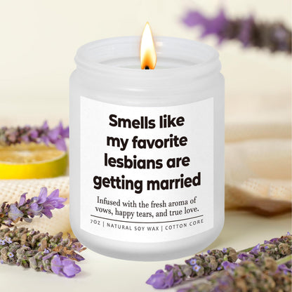 Lesbian Wedding Gifts for Couples, Funny LGBTQ Wedding Gift for Queer, Friends, Lesbian Bridal Shower Gifts for Bride, Lesbians Engaged Candle, Sister, 7oz Lavender Scented Soy Wax Candle