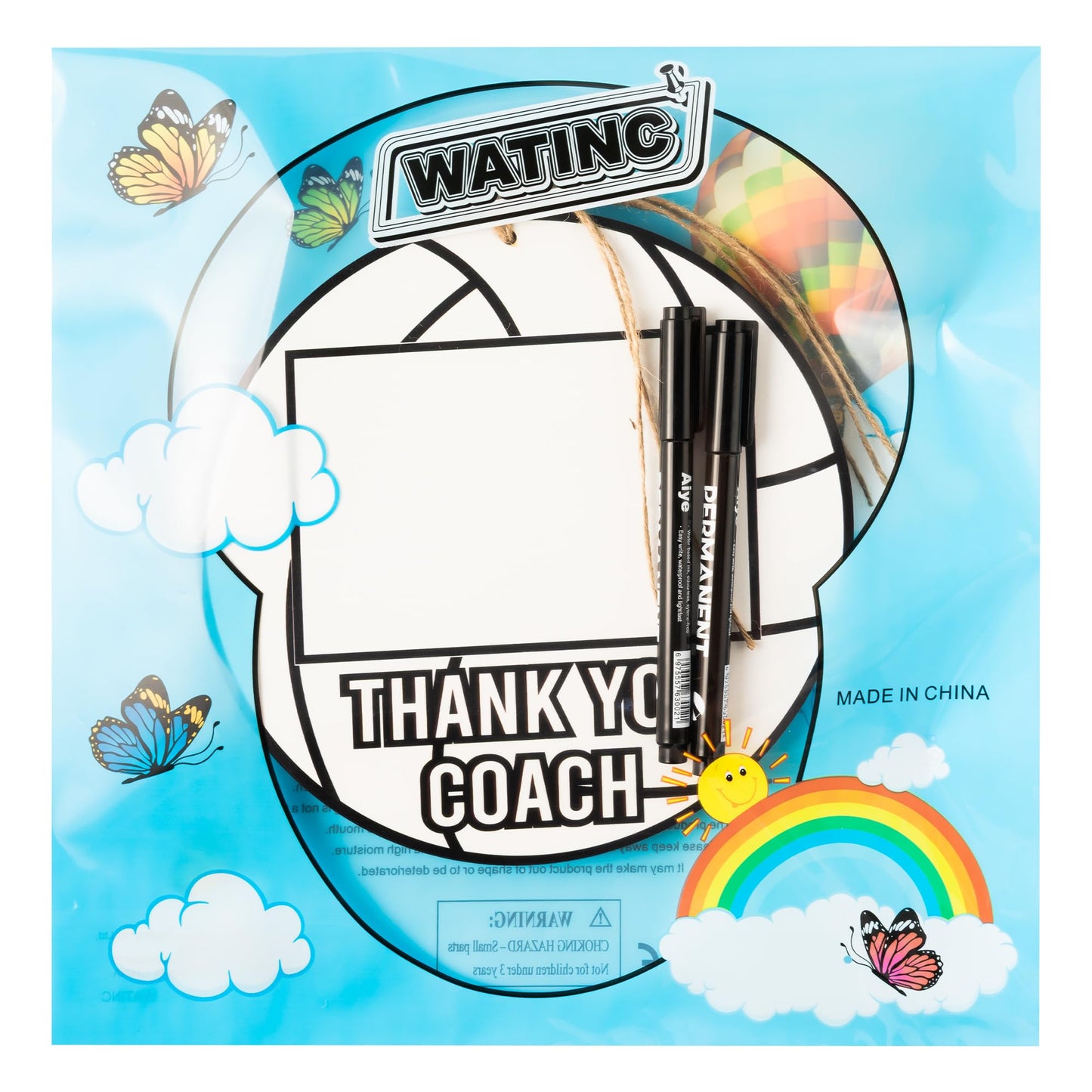 WATINC Coach Gift Picture Frame - 4pcs Sport Thanks Coach Wood Photo Frame with Signature Pen for Women Men Team Player, Home Office Sports Decorations Hanging Frame Wall Art Photo Album(Volleyball)