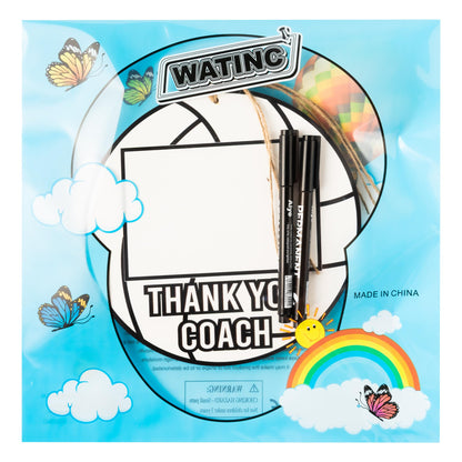 WATINC Coach Gift Picture Frame - 4pcs Sport Thanks Coach Wood Photo Frame with Signature Pen for Women Men Team Player, Home Office Sports Decorations Hanging Frame Wall Art Photo Album(Volleyball)