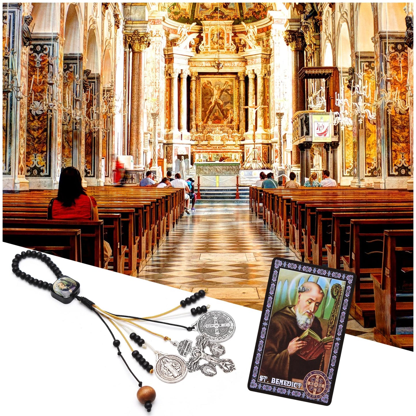 Brilucky St Benedict Medals for Door with Pardon Crucifix Prayer Cards,House Blessing Catholic Gift Set for New Home Door Hanger Decor,Medalla De San Benito La Cruz Del Perdon Catolica